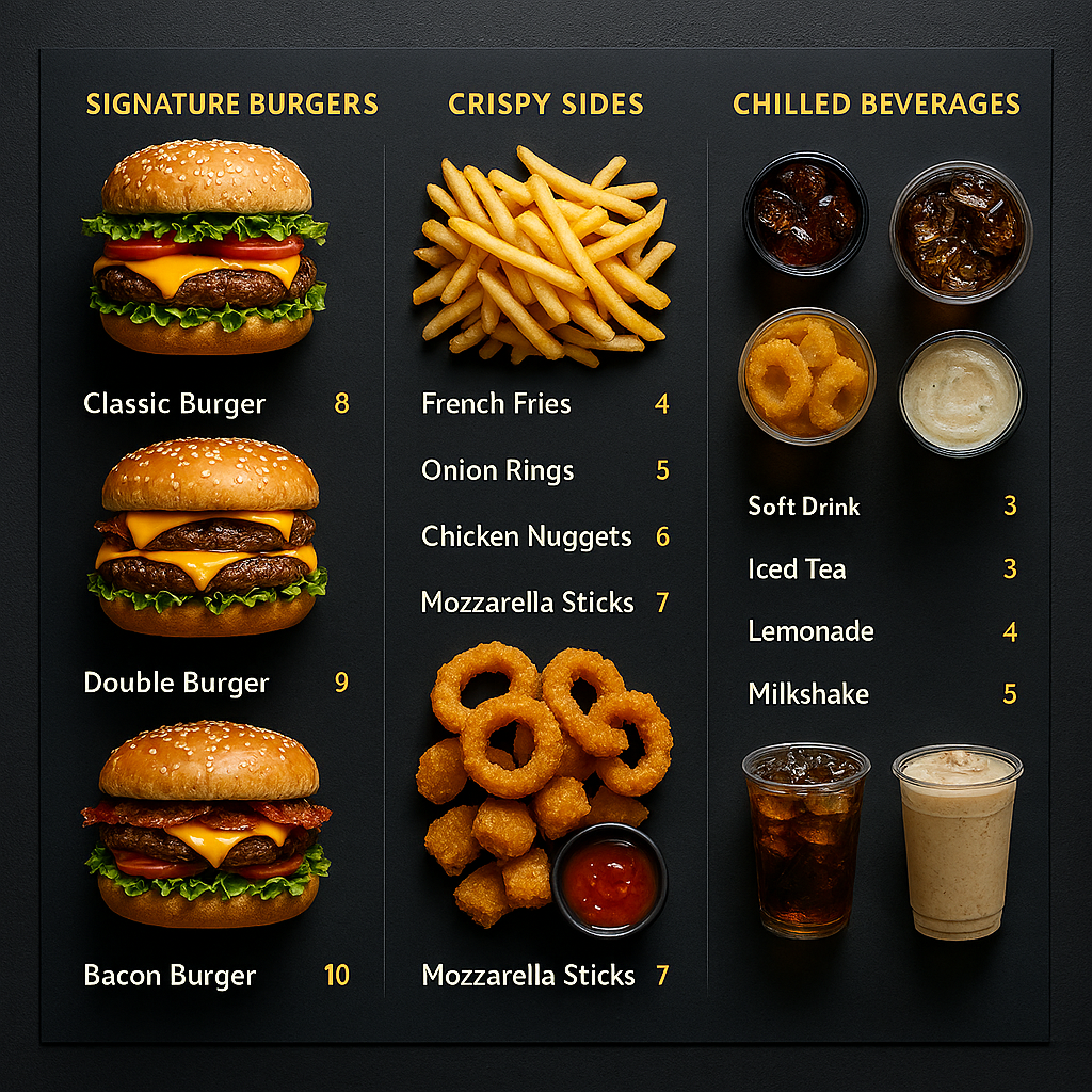 "تصميم منيو وجبات سريعة عصري - Modern Fast Food Menu