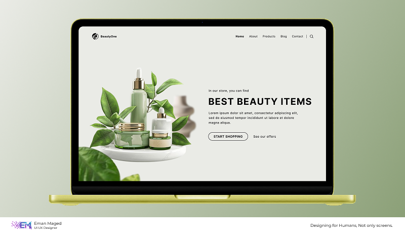 قسم الصفحة الرئيسية لصفحة هبوط منتجات تجميل - Landing Page