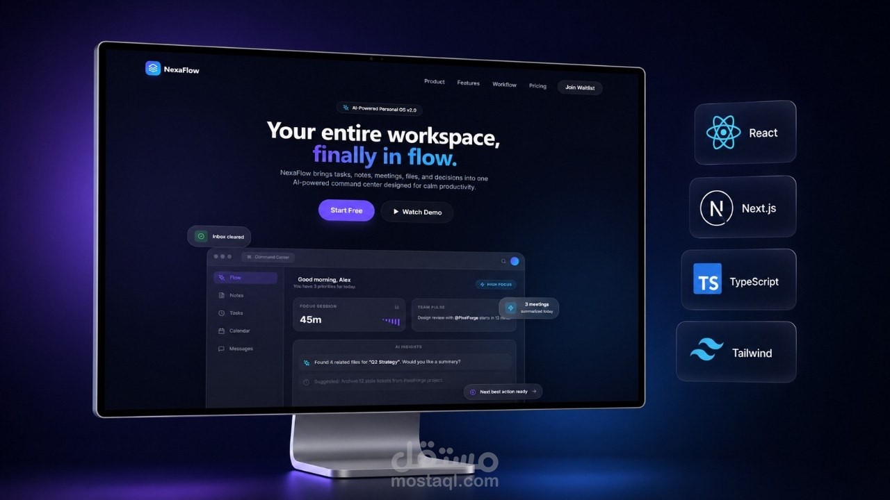NexaFlow — AI Workspace SaaS Landing Page