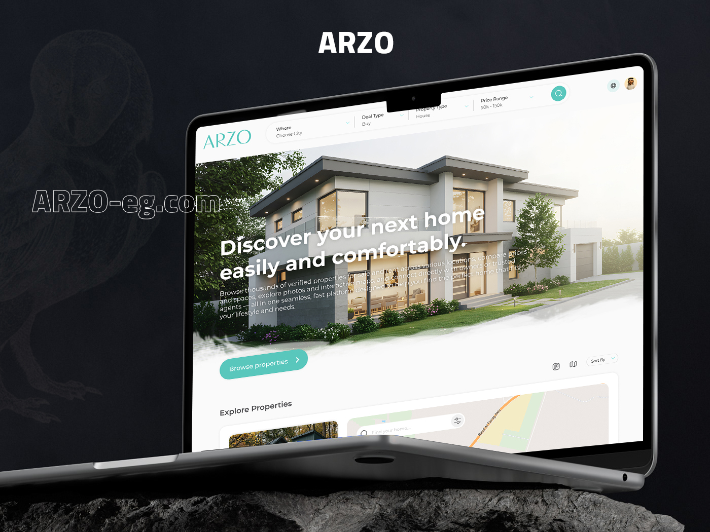 موقع وتطبيق ARZO لتسويق وبيع العقارات